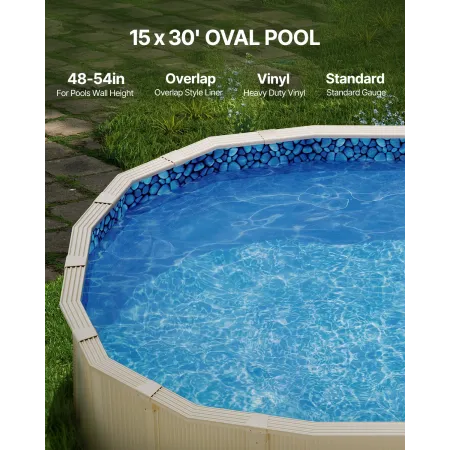 Oval poolliner 15x30 fod overlappende poolliner 54 tommer