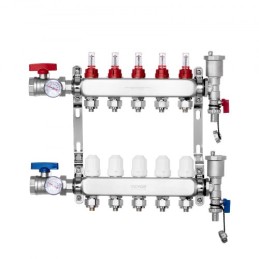 5-Branch Radiant Heat Manifold 1/2 "PEX-rørgulvopvarmningsmanifoldsæt