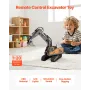 Remote Control Excavator Toy, 11 Channel, 1:20 Scale Remote Control Digger Toy, RC Excavator with Lights & Sounds, Full Function