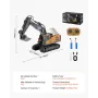 Remote Control Excavator Toy, 11 Channel, 1:20 Scale Remote Control Digger Toy, RC Excavator with Lights & Sounds, Full Function