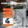 4-Step Handrail Fits 1 or 4 Steps Matte Black Stair Rail Wrought Iron Handrail with Installation Kit Hand Rails for Outdoor Step