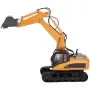 Remote Control Excavator Toy, 15 Channel, 3 in 1 Remote Control Digger with Metal Shovel, 1:14 Scale RC Excavator with Light & S