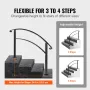 4-Step Handrail Fits 1 or 4 Steps Matte Black Stair Rail Wrought Iron Handrail with Installation Kit Hand Rails for Outdoor Step