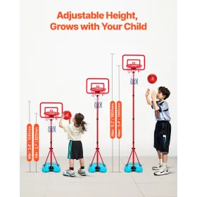 Kids Basketball Hoop, Height Adjustable, Portable Basketball Court with Fillable Base, Indoor and Outdoor Backyard Sport Game, T