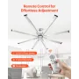 213 cm Ceiling Fan No Light, 6-Speed Remote Control, Aluminum 8-Blade, Reversible DC Motor, Modern Low Profile Flush Mount Fan f