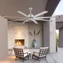 213 cm Ceiling Fan No Light, 6-Speed Remote Control, Aluminum 8-Blade, Reversible DC Motor, Modern Low Profile Flush Mount Fan f