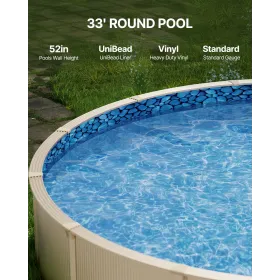 Rund poolliner 9,6 m Unibead-stil poolliner 132 cm væghøjde