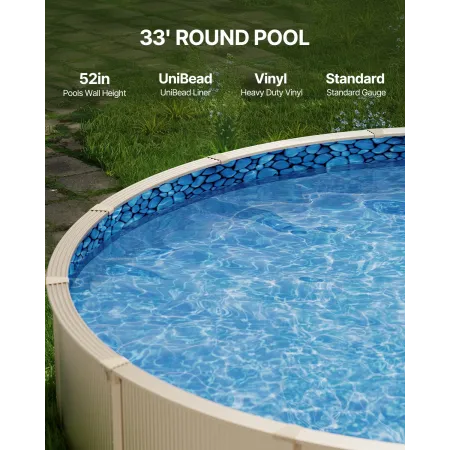 Rund poolliner 9,6 m Unibead-stil poolliner 132 cm væghøjde