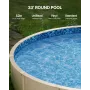 Pool Liner, 33ft Round Pool Liner, Uinbead Style, Durable Vinyl Pool Liner, Standard Gauge, 52in Wall Height, Pool Liner Replace