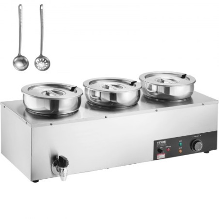 Kommerciel suppe varmere suppe station med 3*7,4qt pot suppe kedel varmere