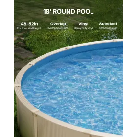 Rund poolliner 5,6 m overlappende poolliner 132 cm væghøjde ensfarvet