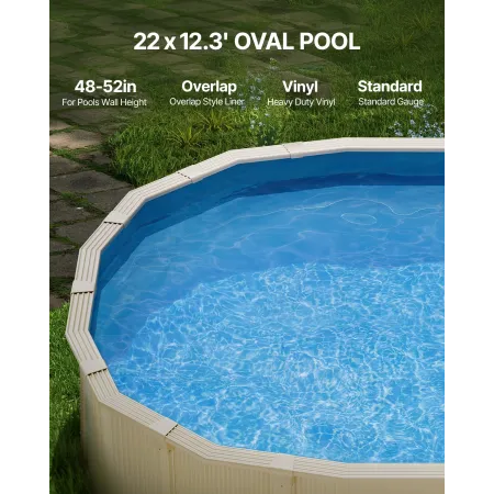 Oval poolliner 22 x 12,3 fod overlappende poolliner 52 tommer