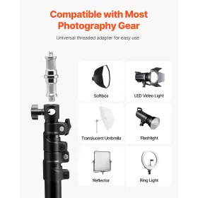 Wall Mount Triangle Boom Arm Light Stand 39.37in/100 cm Ring