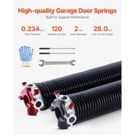 Garage Door Torsion Springs Pair of 0.234 x 2 x 28 inch with Winding Bars