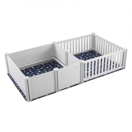 Dog Whelping Box 93.3 x 48.4 x 18.1in Dual Zone PVC with Rails Pee Pad