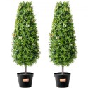 2 Pack 3 'Artificial Boxwood Topiary Tree Faux Plant UV Decor in/Outdoor