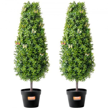 2 Pack 3' Artificial Boxwood Topiary Tree Faux Plant UV Decor In/Outdoor