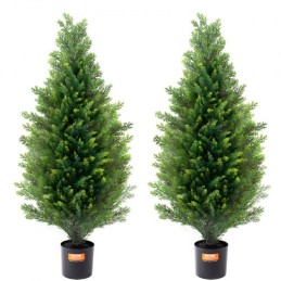 2 Pack 3 'Kunstig cedertræ Topiary Tree Faux Plant UV Decor in/Outdoor