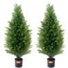 2 Pack 3' Artificial Cedar Topiary Tree Faux Plant UV Decor In/Outdoor