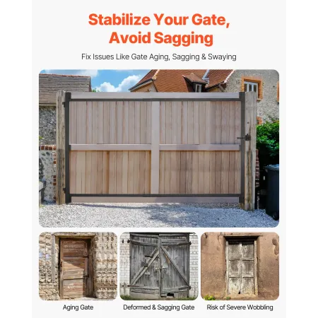 Gate Building Kit, Fits 36 to 60 in Wide Openings, Up from 6 to 7 ft High Fence, Adjustable Gate Building Kit, Anti Sag Full Gat