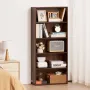 5 Tiers Narrow Bookshelf, 53 in Wooden Open Bookcase with Height-Adjustable Shelf, Freestanding Tall Display Storage Floor Bookc