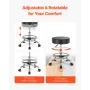 Rolling Stool with Foot Rest and Wheels, 450 LBS Weight Capacity Round Rolling Stool Chair, Height Adjustable Thickened PU Leath
