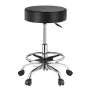 Rolling Stool with Foot Rest and Wheels, 450 LBS Weight Capacity Round Rolling Stool Chair, Height Adjustable Thickened PU Leath
