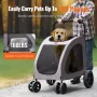 Pet Stroller, 4 Wheels Dog Stroller with Brakes, 160lbs Weight Capacity, Portable Puppy Stroller Carrier with Breathable Mesh Wi