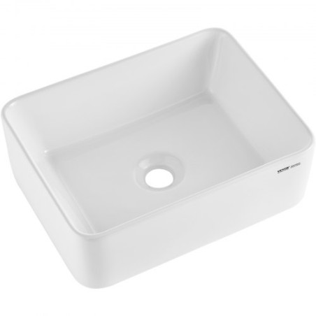 Modern Ceramic Vessel Sink 16" x 12" Bathroom Vanity Bowl Countertop White
