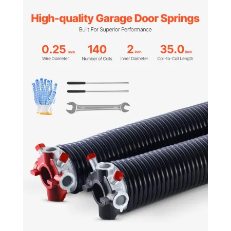 Garageport torsion Springs par på 0,250 x 2 x 35 tommer med