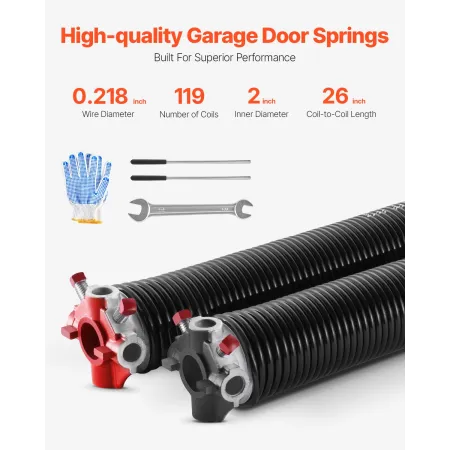 Garageport torsion Springs par på 0,218 x 2 x 26 tommer med