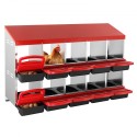 10-Compartment Chicken Nest Box Mental Box with Inclined Nesting Boxes