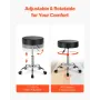 Rolling Stool with Wheels, 450 LBS Weight Capacity Round Rolling Stool Chair, Height Adjustable Thickened PU Leather Swivel Stoo