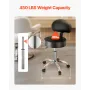 Rolling Stool with Back Support and Wheels, 450 LBS Weight Capacity Round Rolling Stool Chair, Height Adjustable Thickened PU Le