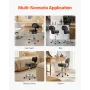 Rolling Stool with Back Support and Wheels, 450 LBS Weight Capacity Round Rolling Stool Chair, Height Adjustable Thickened PU Le
