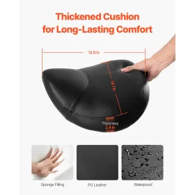 Saddle Stool Swivel Stool with Wheels PU Leather Height Adjustable Black