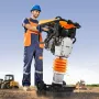 Jumping Jack Compactor, 6.5 HP Vibratory Rammer Fuel-Powered 196 cc Engine Tamper, 3600 lbs Impact Force, 26" Max Compaction Dep