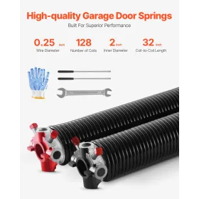 Garage Door Torsion Springs Pair of 0.25 x 2 x 32 inch with Winding Bars