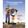 Jumping Jack Compactor, 6.5 HP Vibratory Rammer Fuel-Powered 196 cc Engine Tamper, 3600 lbs Impact Force, 26" Max Compaction Dep