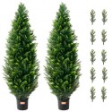 2 Pack 4' Artificial Cedar Topiary Tree Faux Plant UV Decor In/Outdoor