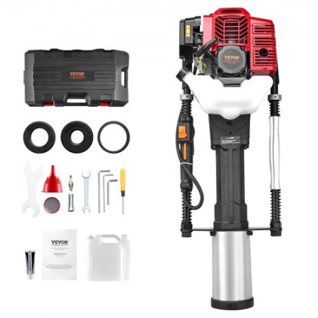 52cc Gas-Powered T Post Driver 2-Stroke Fence Piling Pounder w/ 3 Head