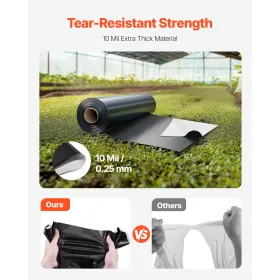 10 Mil plastfolierulle 10 x 100 FT kraftig sort og hvid