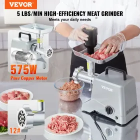Commercial Electric Meat Grinder 5 Lb/Min Capacity 575W Sausage Stuffer