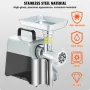 Electric Meat Grinder, 5 Lb/Min Capacity, 575W（800W MAX) Industrial Meat Mincer with Blade, Grinding Plate, Sausage Stuffing Bla