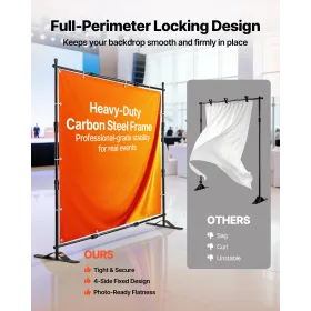 Step and Repeat 8'x8'- 10'x8' Backdrop Banner Stand Adjustable Telescopic Height and Width Retractable Banner Stand with