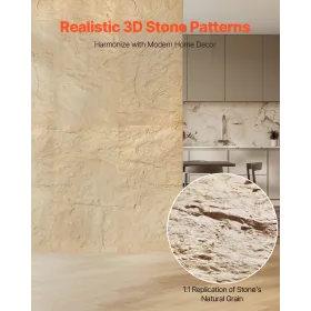 3D Wall Panels 4 Pack 48x24'' PU Stone-Look 32 Sq.Ft Coverage Stone Yellow