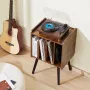 Record Player Stand 2-Tier Wood Vinyl Record Stand op til 100