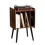 Record Player Stand, 2 Tiers Turntable Stand with 4 Cabinets, Holds up to 100 Albums, Wooden Vinyl Record Storage Cabinet with D