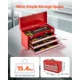 Metal Tool Box, 20.5-inch, Portable Metal Tool Box with 3 Drawers, Small Tool Chest with EVA Liners, Ball Bearing Slide Drawers 