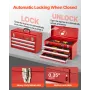 Metal Tool Box, 20.5-inch, Portable Metal Tool Box with 3 Drawers, Small Tool Chest with EVA Liners, Ball Bearing Slide Drawers 